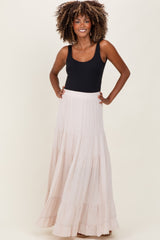 Cream Tiered Ruffle Hem Maternity Maxi Skirt