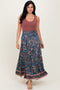 Dark Teal Smocked Waist Tiered Maxi Skirt