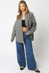 Ivory Plaid Linen Blend Button Down Shirt