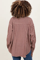 Burgundy Gingham Maternity Button Down Shirt