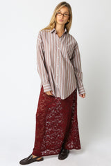 Mocha Striped Button Down Shirt