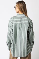 Light Olive Striped Button Down Shirt