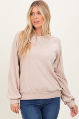 Cream Textured Rib Knit Pullover
