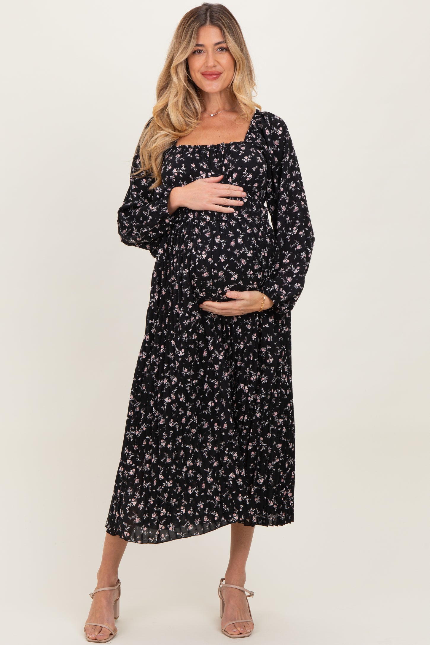 maternity long sleeve midi dress Lucille Knit Maternity Midi Dress Dark Teal L