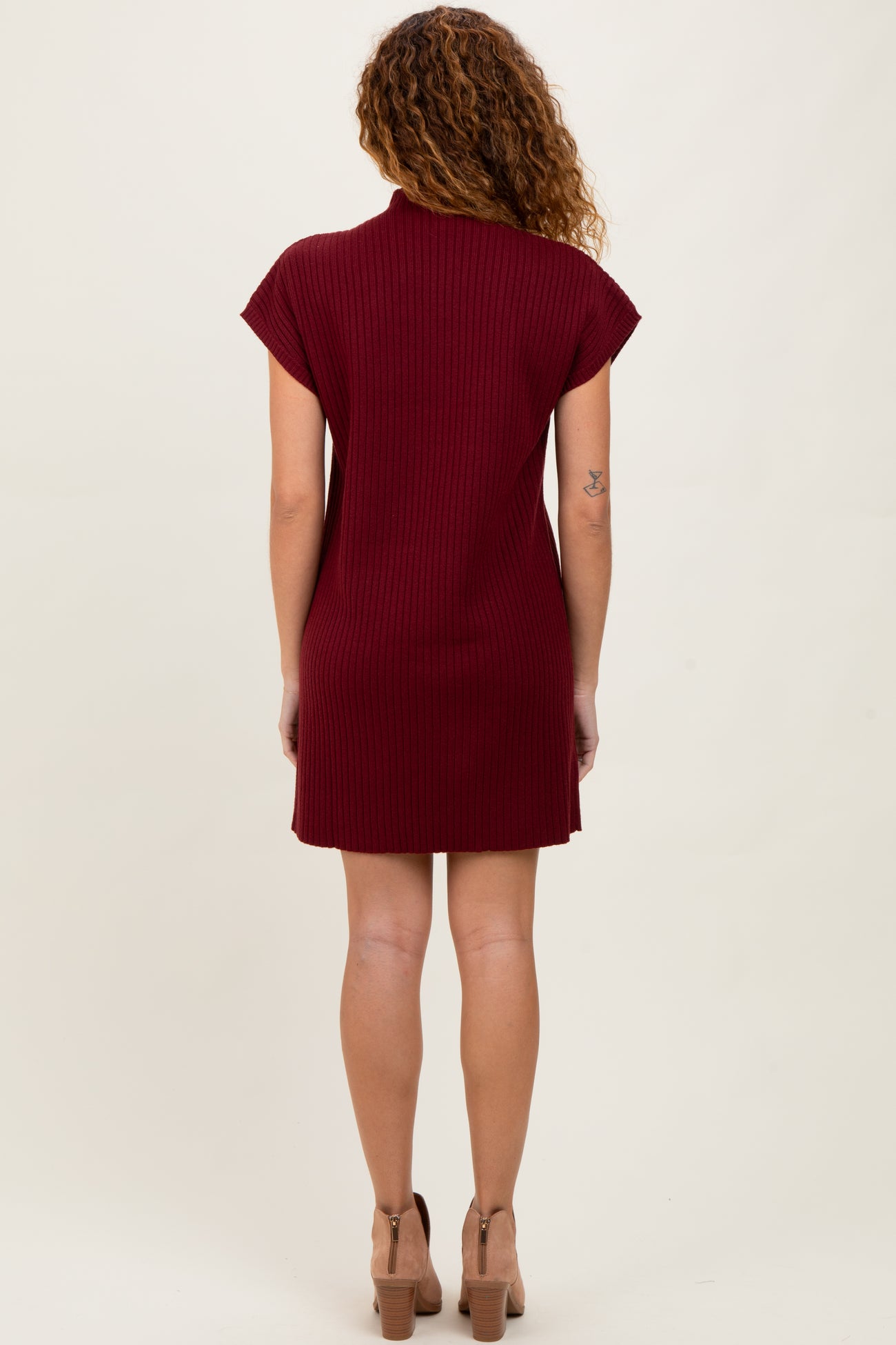Burgundy Ribbed Knit Short Sleeve Sweater Dress PinkBlush Burgundy Ribbed Knit Short Sleeve Sweater Dress PinkBlush