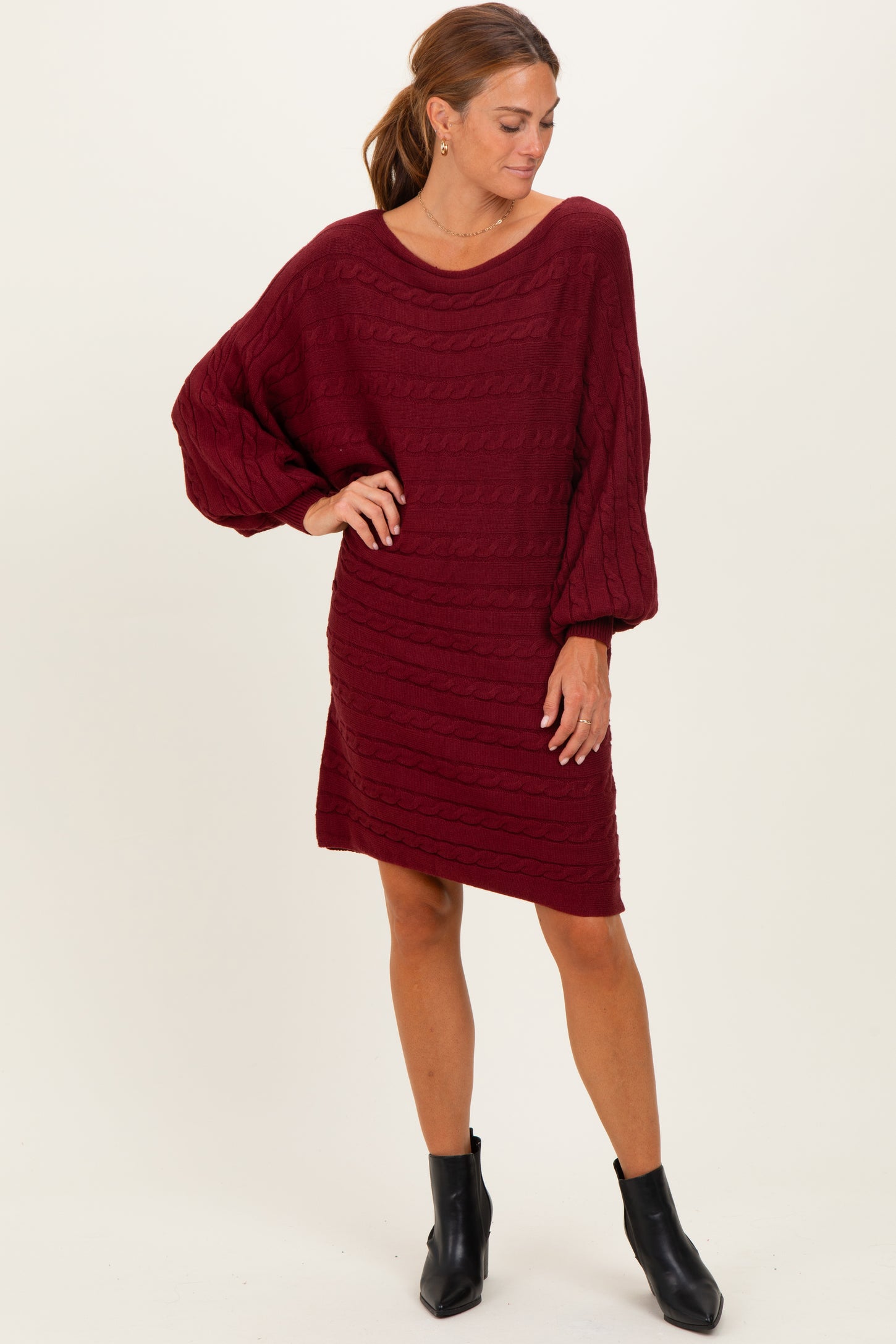 Burgundy Cable Knit Dolman Sleeve Sweater Mini Dress – PinkBlush Burgundy Cable Knit Dolman Sleeve Sweater Mini Dress – PinkBlush