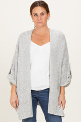 Heather Grey Oversized Cuffed Sleeve Maternity Cardigan