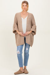 Mocha Oversized Cuffed Sleeve Maternity Cardigan