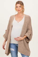 Mocha Oversized Cuffed Sleeve Maternity Cardigan