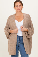 Mocha Oversized Cuffed Sleeve Maternity Cardigan