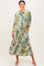 Green Floral Tiered Short Sleeve Midi Dress