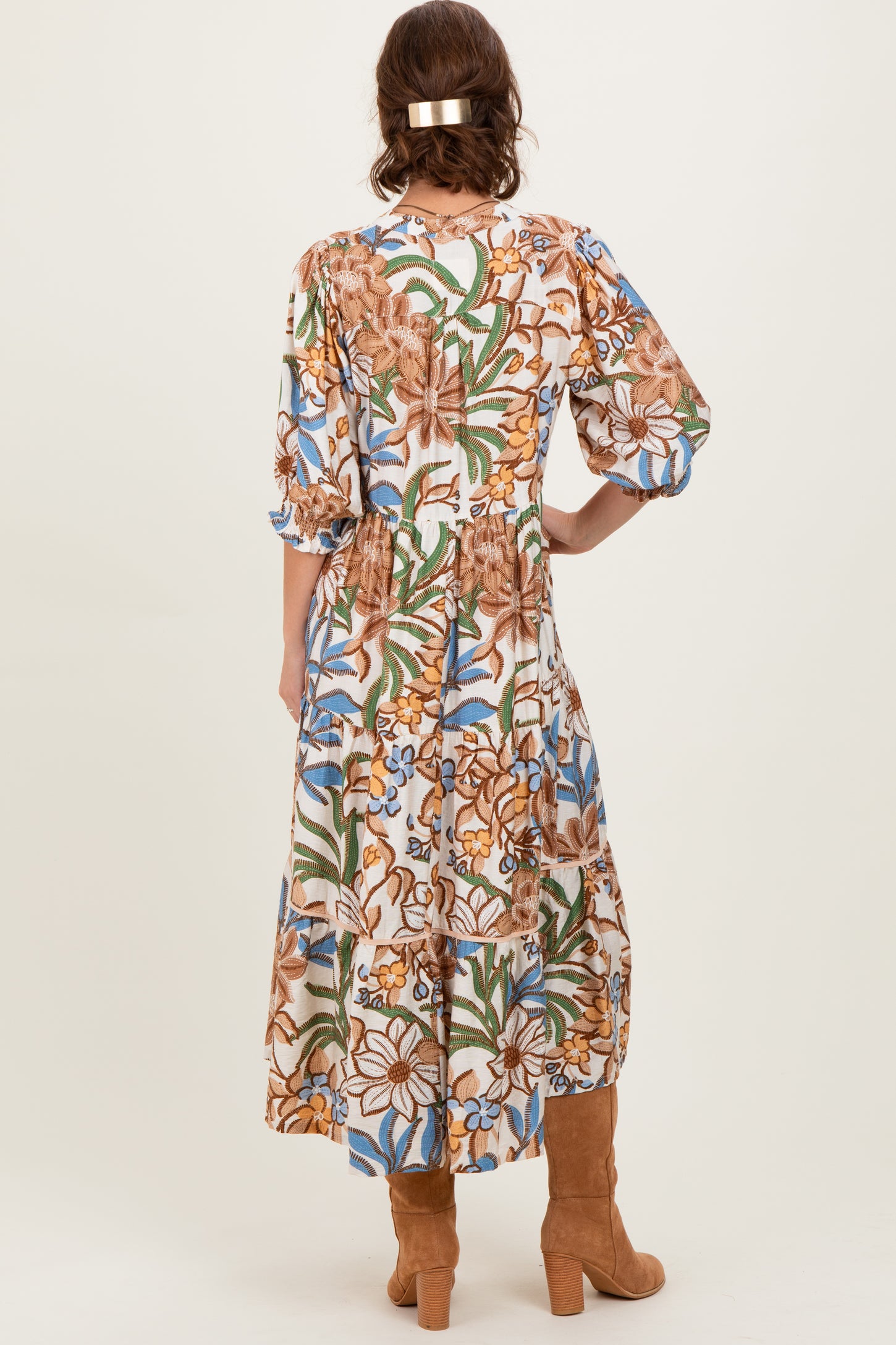 tan floral midi dress Beige Floral Embroidered Strapless Midi Dress | Womens | X-Small (Available in S, M, L, XL) | 100% Polyester