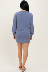 Blue Mineral Wash Oversized Sweatshirt Mini Dress