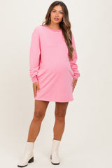 Pink Mineral Wash Oversized Maternity Sweatshirt Mini Dress