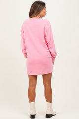 Pink Mineral Wash Oversized Maternity Sweatshirt Mini Dress