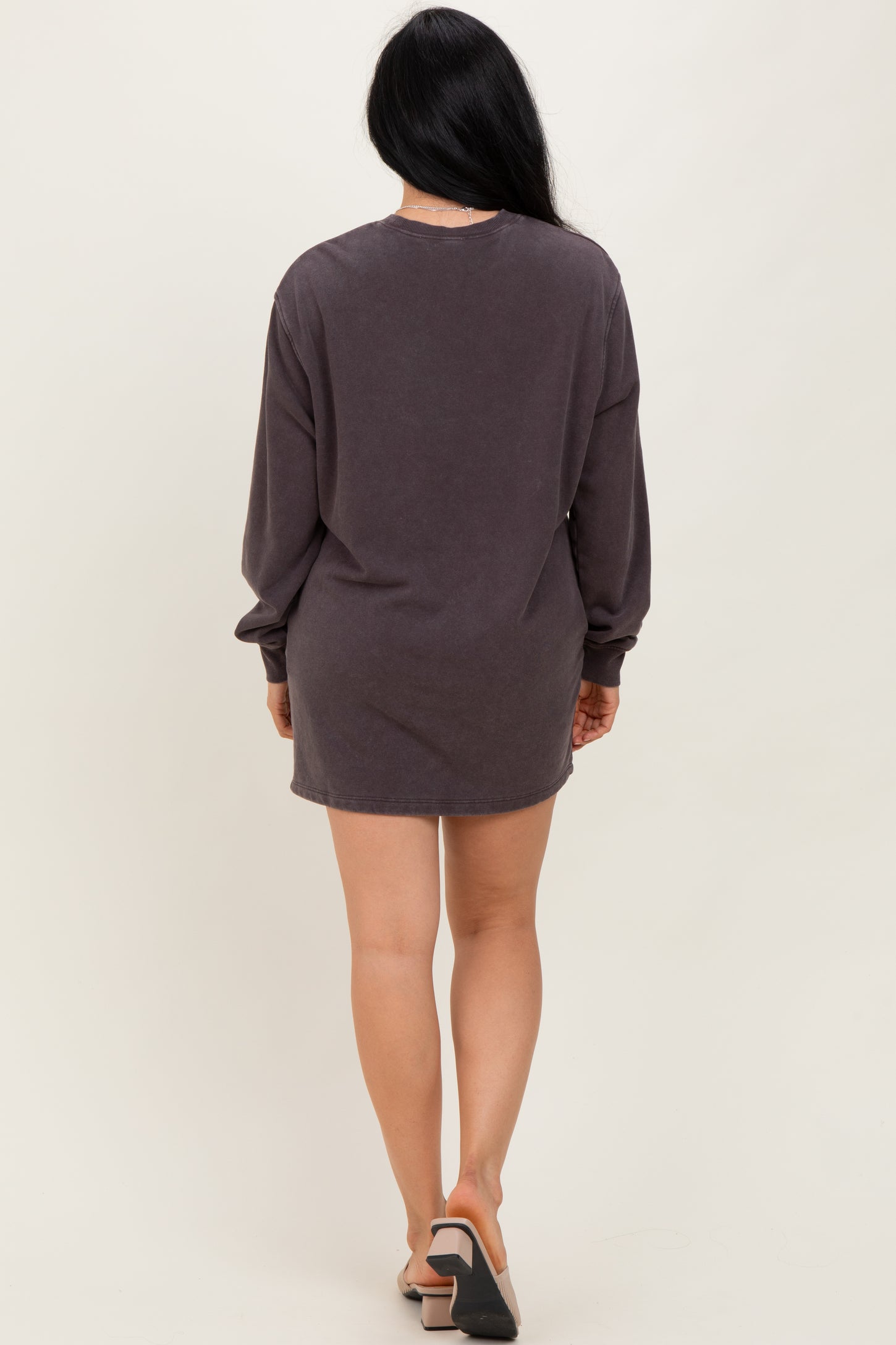 Charcoal Mineral Wash Oversized Sweatshirt Mini Dress
