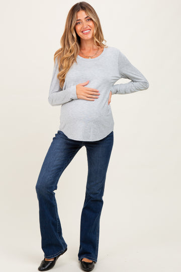 Heather Grey Inner Layer Maternity/Nursing Long Sleeve Top
