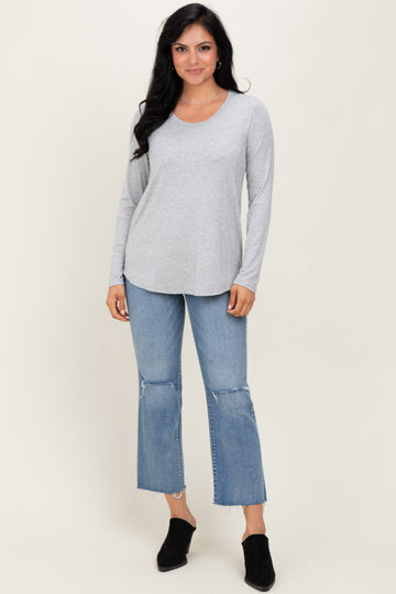 Heather Grey Inner Layer Nursing Long Sleeve Top