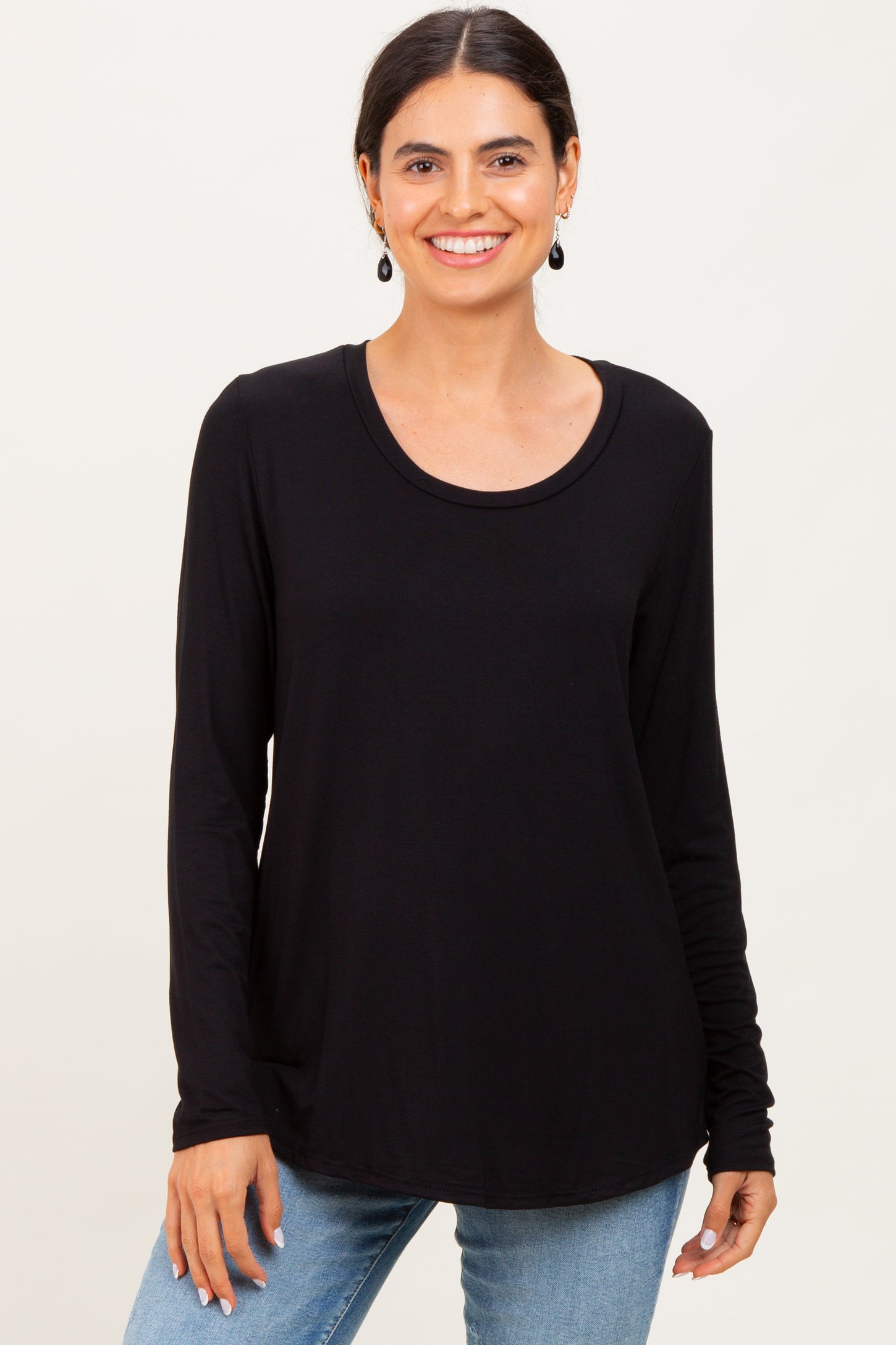 Black Inner Layer Nursing Long Sleeve Top