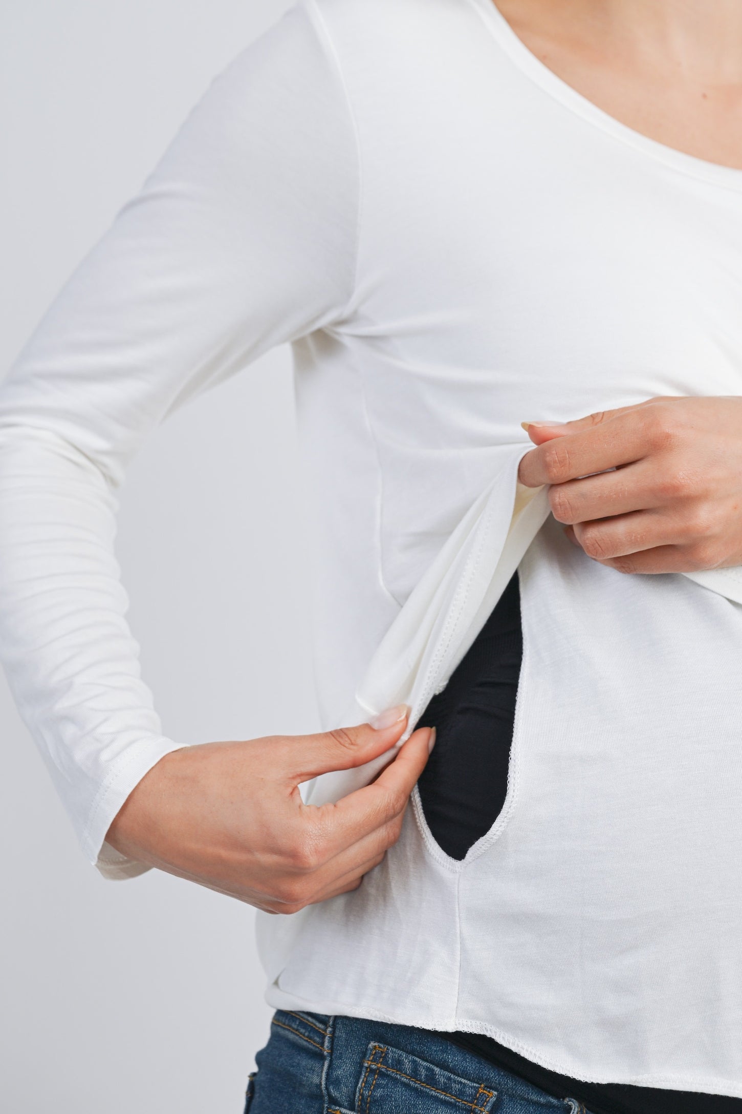 Ivory Inner Layer Maternity/Nursing Long Sleeve Top