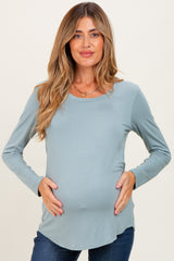 Light Olive Inner Layer Maternity/Nursing Long Sleeve Top