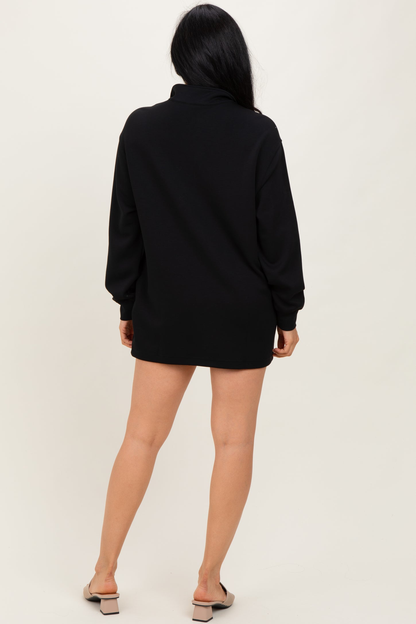 Black Half Zip Long Sleeve Mini Dress Black Half Zip Long Sleeve Mini Dress