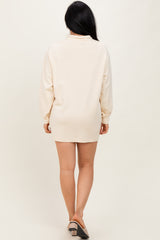Cream Half Zip Long Sleeve Mini Dress