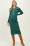 Forest Green Contrast Stitch Maternity Midi Sweater Dress