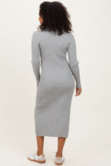 Heather Grey Contrast Stitch Midi Sweater Dress