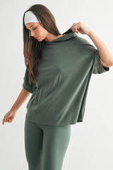 Olive Hooded Short Sleeve Top