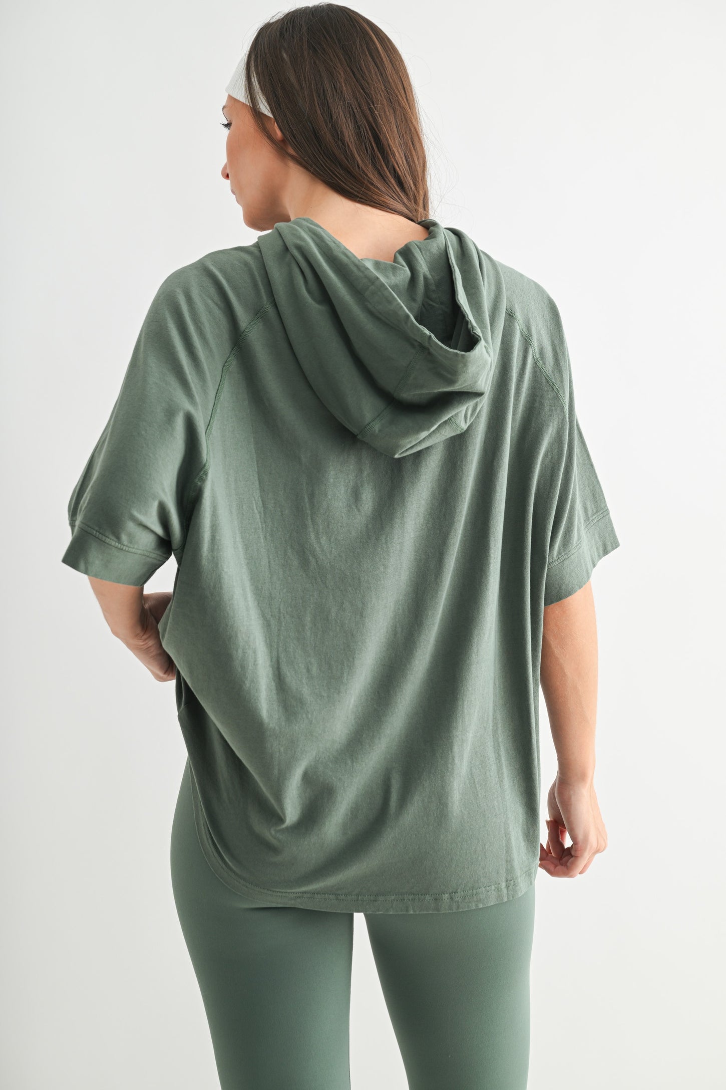 Olive Hooded Short Sleeve Top
