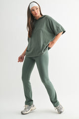 Olive Hooded Short Sleeve Top