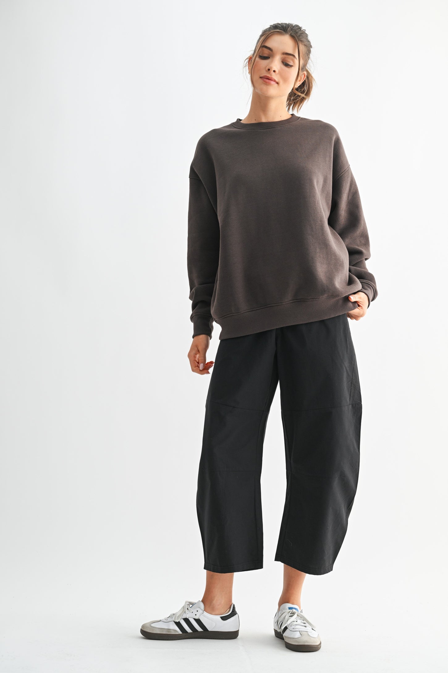 Brown Oversized Fleece Sweatshirt