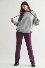 Plum Heather Grey Colorblock Hoodie