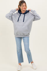 Navy Heather Grey Colorblock Maternity Hoodie