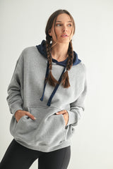 Navy Heather Grey Colorblock Maternity Hoodie
