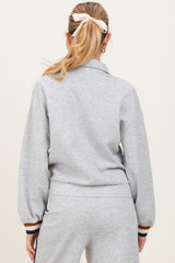 Heather Grey Contrast Trim Half Zip Maternity Sweatshirt