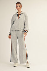 Heather Grey Contrast Trim Sweatpants