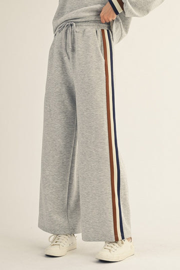 Heather Grey Contrast Trim Sweatpants
