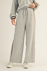 Heather Grey Contrast Trim Sweatpants
