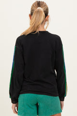 Black Mineral Wash Velvet Stripe Detail Maternity Sweatshirt