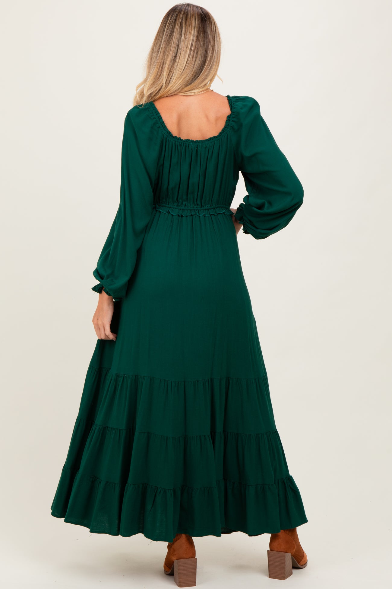 Forest Green Ruffled Fit And Flare Maternity Maxi Dress PinkBlush Forest Green Ruffled Fit And Flare Maternity Maxi Dress PinkBlush