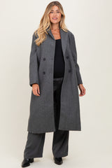 Charcoal Felted Double Breasted Lapel Duster Maternity Coat