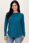 Teal Baby Waffle Knit Long Sleeve Top
