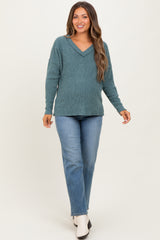 Ash Jade Ribbed V-Neck Long Sleeve Maternity Top