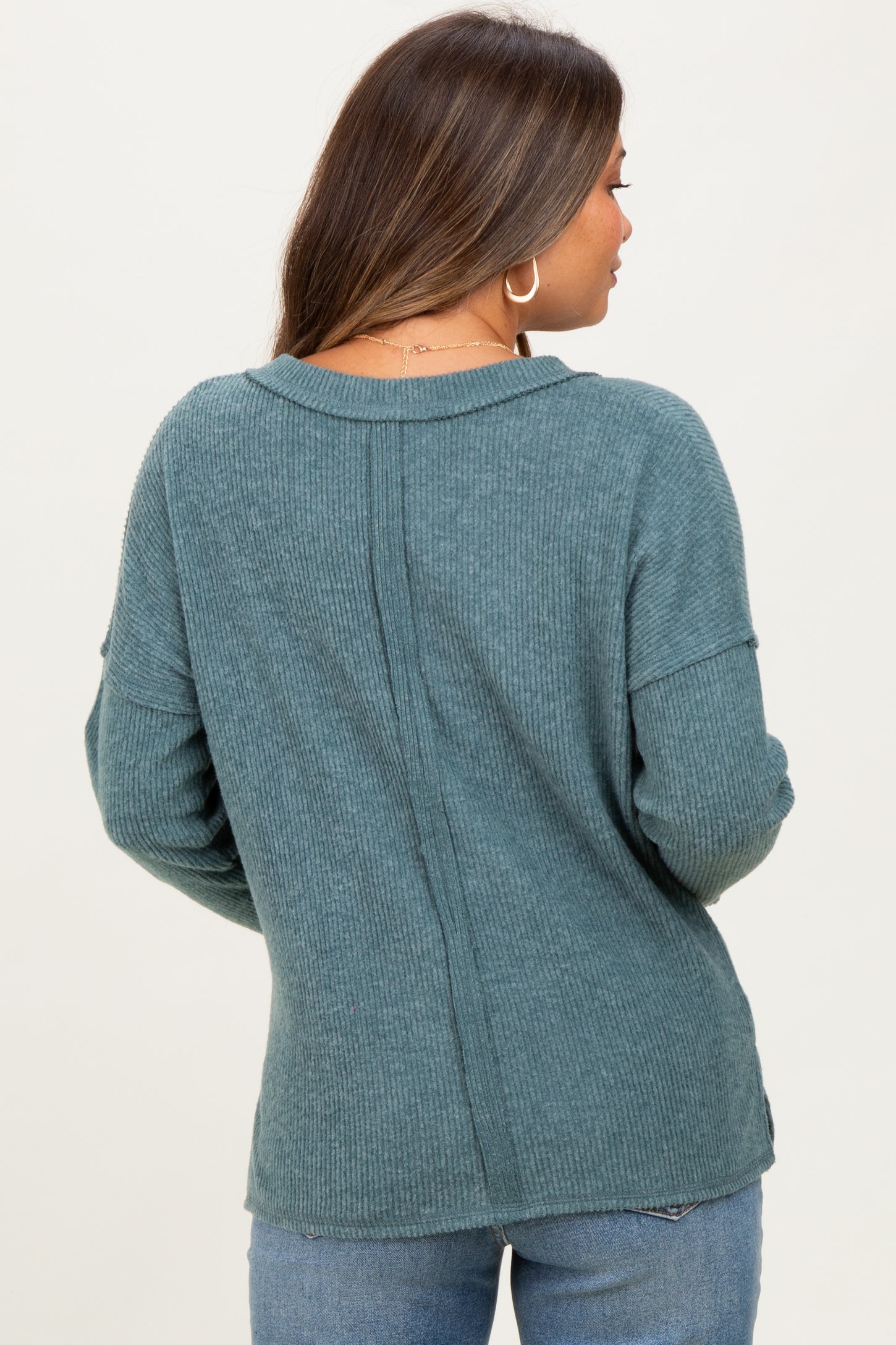Ash Jade Ribbed V-Neck Long Sleeve Maternity Top