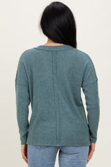 Ash Jade Ribbed V-Neck Long Sleeve Top