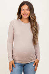Light Mocha Basic Long Sleeve Maternity Top