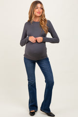 Charcoal Basic Long Sleeve Maternity Top