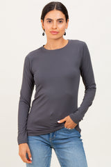 Charcoal Basic Long Sleeve Top